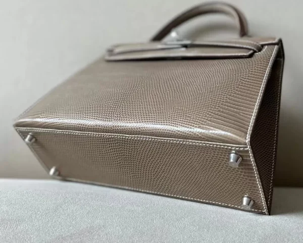 d8f376410bba17d-jpg Hermès Kelly wild Lizard 17 Twine grey Silver Hardware 25cm Full Handmade