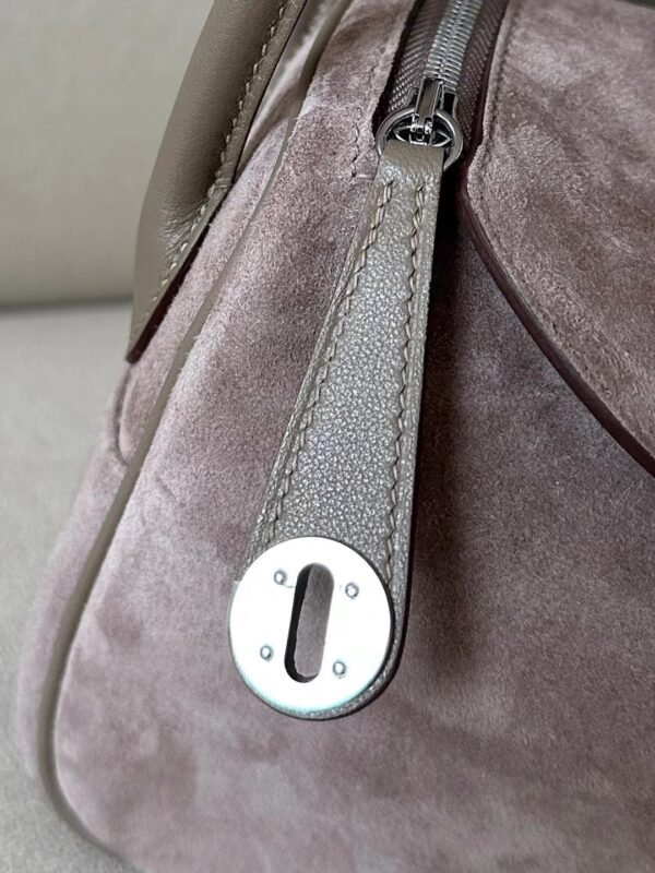 Hermès Mini Lindy chamois & swift CK18 Etoupe Grey Silver Hardware 19cm Full Handmade