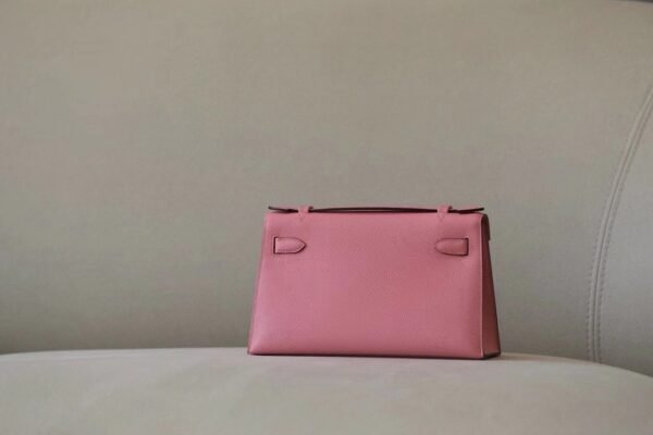 Hermes Mini Kelly Pochette Epsom Pink Silver Hardware 22cm Full Handmade