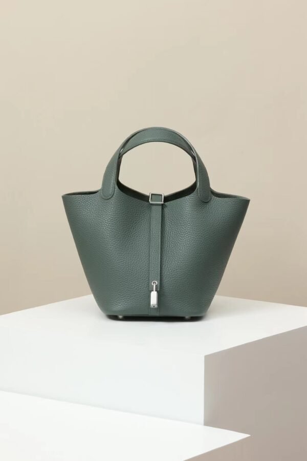 GPC Mode Picotin TC Leather CK63 Almond green Silver Hardware 18cm Full Handmade