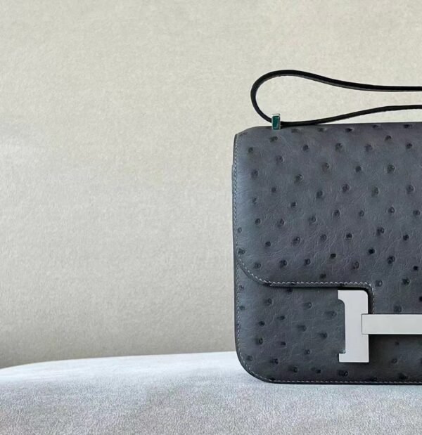 Hermes Constance KK Ostrich 88 Graphite grey Silver Hardware 18cm Full Handmade