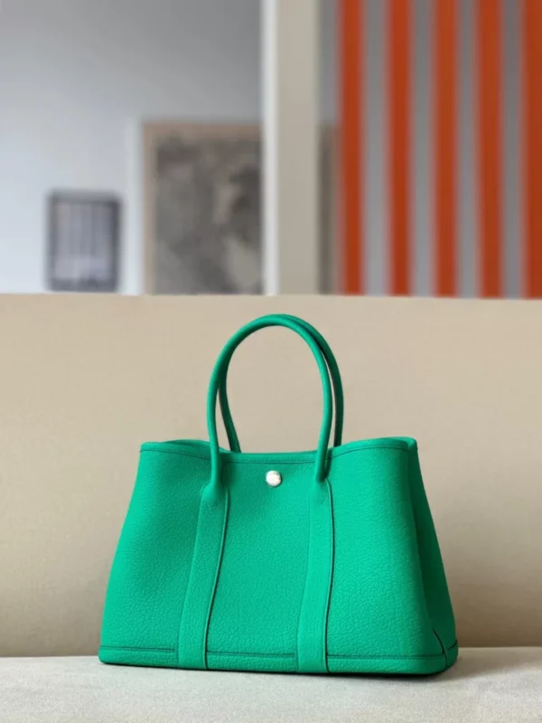 Hermès Garden party Ne Leather 6W Mint green Silver Hardware 30cm Full Handmade