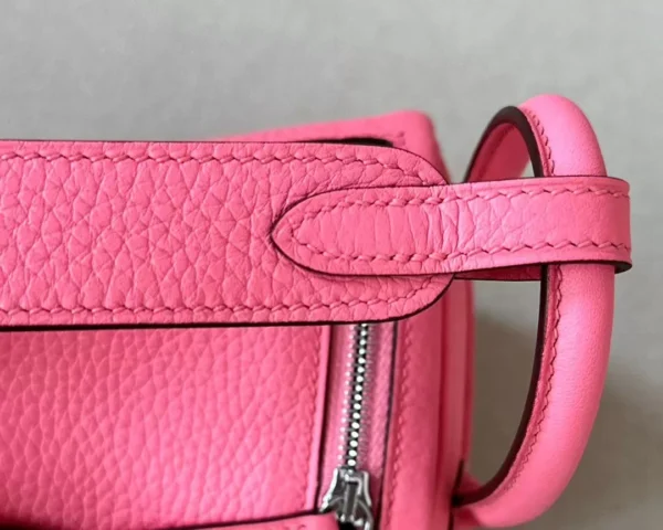 Hermès mini Lindy clemence U5 lipstick pink Silver Hardware 19cm Full Handmade