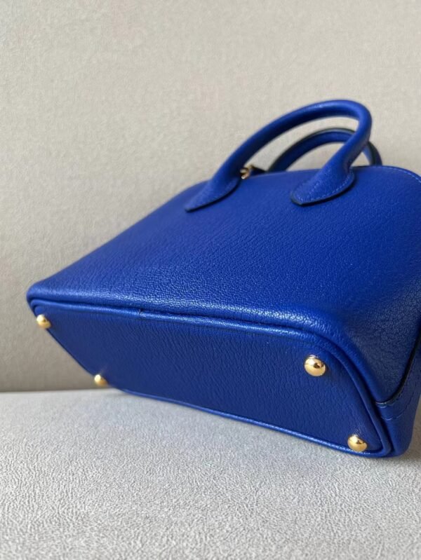 Hermes mini Bolide Chevre 71 Bright Blue Gold Hardware 18cm Full Handmade