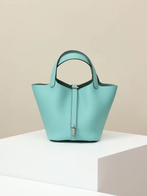GPC Mode Picotin TC Leather 3P Macaron blue Silver Hardware 18cm Full Handmade