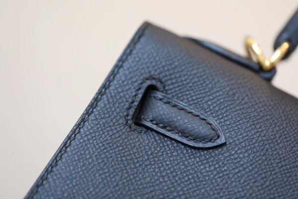 Hermès Kelly Epsom ck89 Black Silver Hardware 25cm Full Handmade