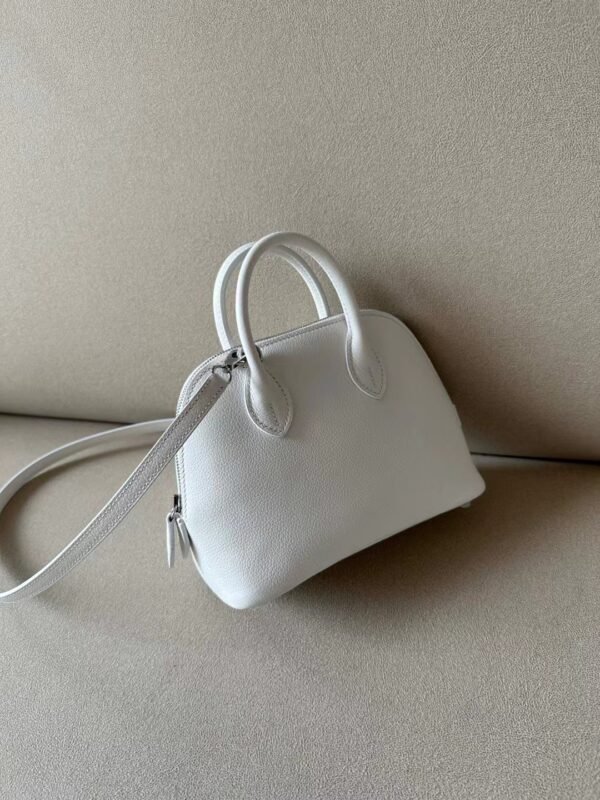 dd91d809e8e9a5e Hermès Mini Bolide Evercolor 01 Pure White & 9R Lemon yellow Silver Hardware 18cm Full Handmade