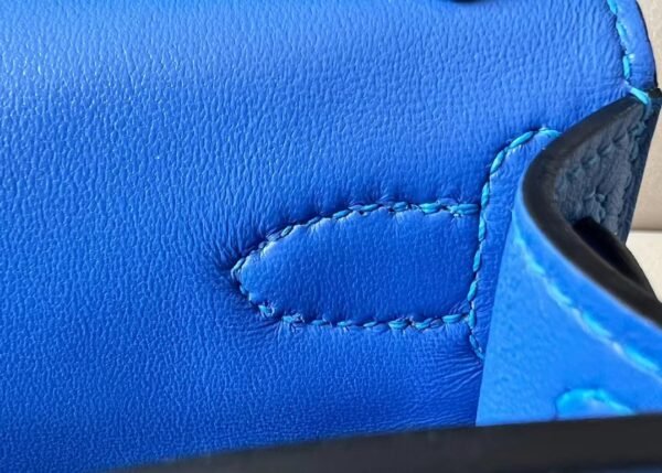 Hermes Mini Jypsiere Evercolor 71 Bright Blue Silver Hardware 23cm Full Handmade