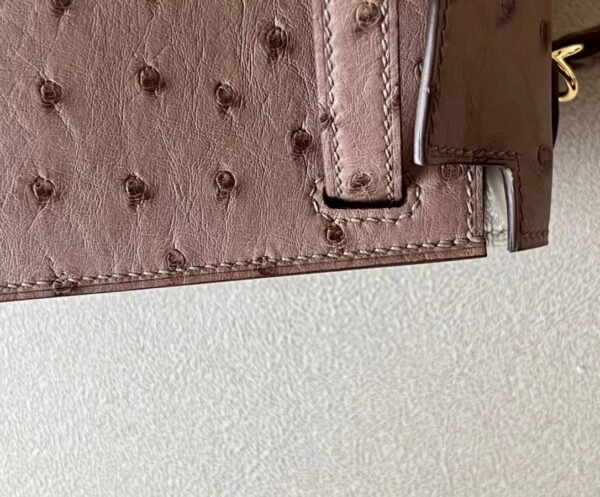 Hermes Mini Kelly Ostrich Khaki Gold Hardware 19cm Full Handmade