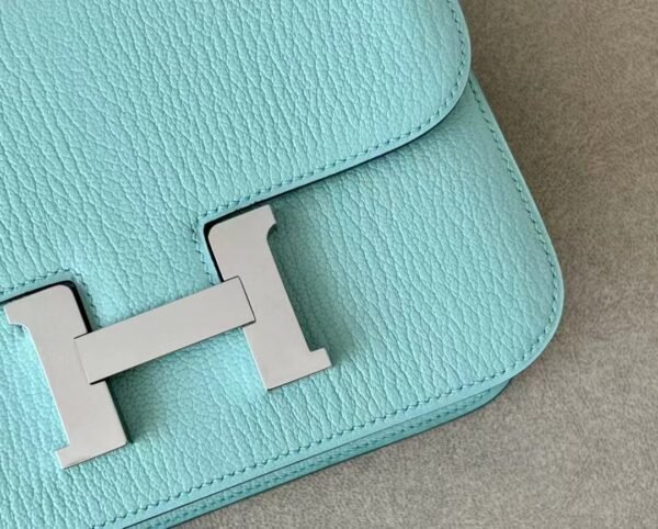 Hermes Constance Chevre 7v Candy Blue Silver Hardware 18cm Full Handmade