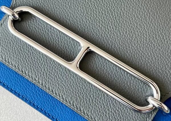 Hermes Roulis Evercolor OL Grey & 08 Blue Silver Hardware 18cm Full Handmade