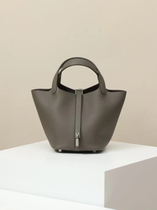 GPC Mode Picotin TC Leather 8F deep Grey Silver Hardware 18cm Full Handmade