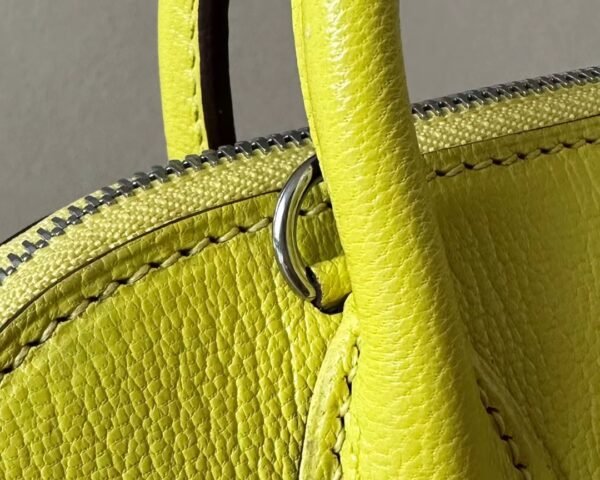 df2db3a2768a485 Hermès Mini Bolide Chevre 9R Lemon yellow Silver Hardware 18cm Full Handmade
