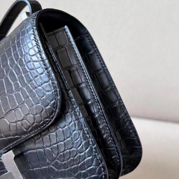 Hermes Constance Matte Alligator crocodile CK89 Black Silver Hardware 18cm Full Handmade