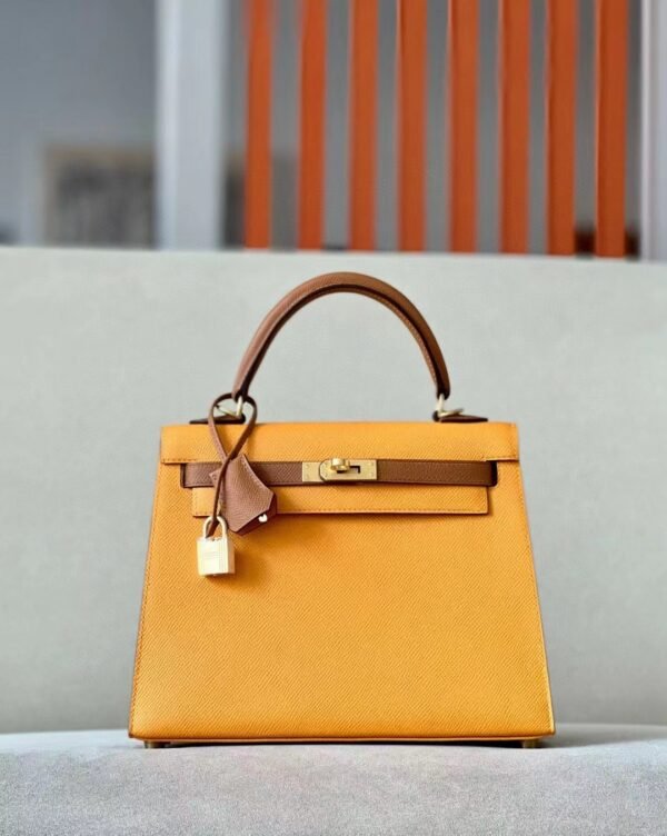 Hermes Kelly Epsom CK37 Golden Brown & 9V Yellow Gold Hardware 25cm Full Handmade