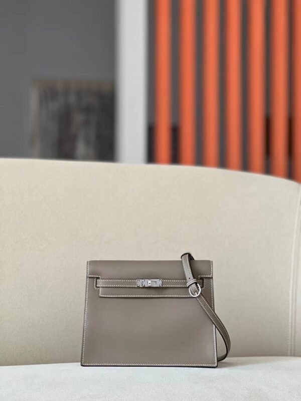 Hermes Kelly dance Swift CK18 Etoupe Grey Silver Hardware 22cm Full Handmade