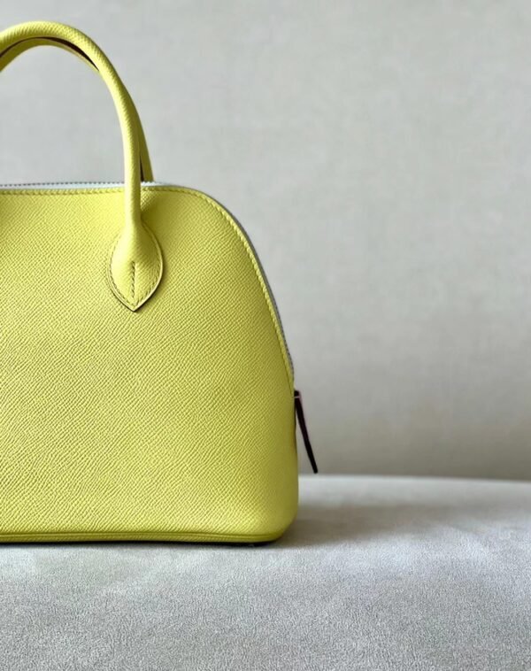 Hermes Bolide Epsom 9R Lemon yellow & X9 mallow purple & Nata Silver Hardware 26cm Full Handmade