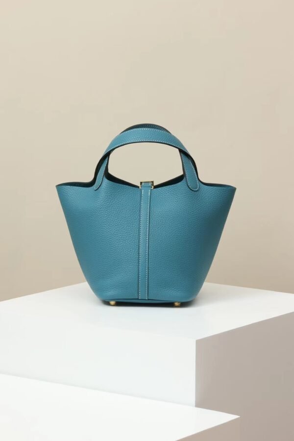 GPC Mode Picotin TC Leather D2 New Denim blue Gold Hardware 18cm Full Handmade