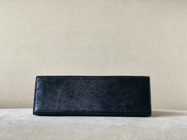 Hermès Kelly pochette Lizard CK89 Black Silver Hardware 22cm Full Handmade