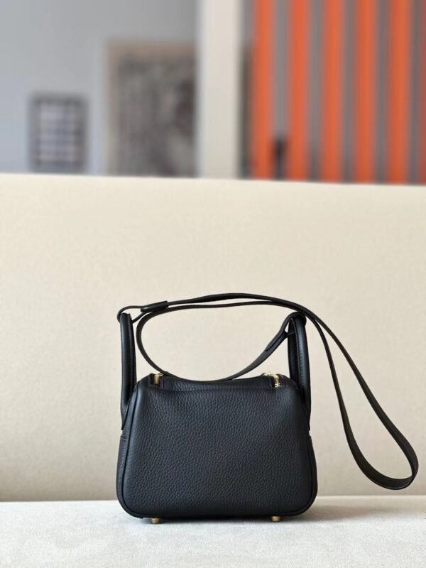 Hermès mini Lindy TC clemence CK89 Black Gold Hardware 19cm Full Handmade