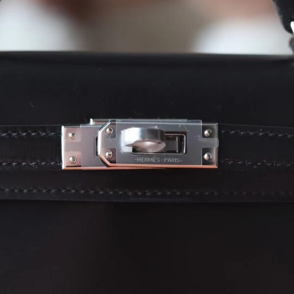 GPC Mode Mini kelly Shiny Box Leather CK89 Black Silver Hardware 19cm Full Handmade