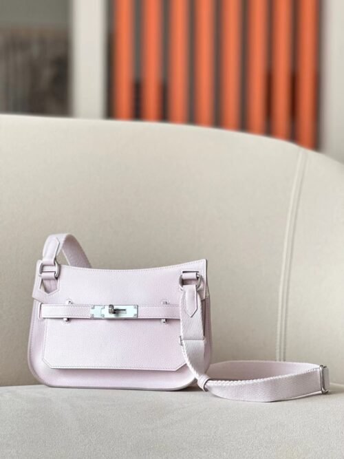 Hermès Mini Jypsiere Evercolor 09 Purple Pink & CK37 Golden Brown Silver Hardware 23cm Full Handmade
