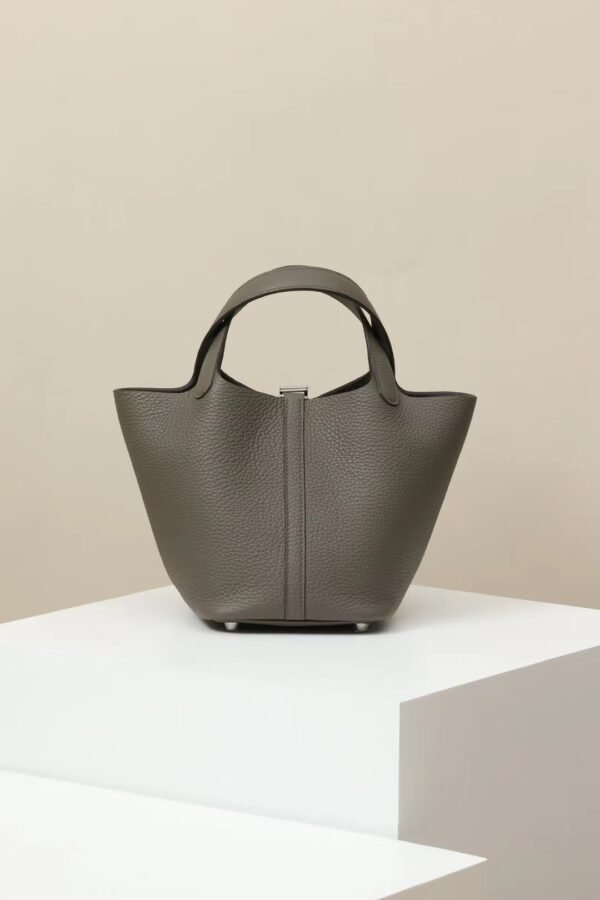 e5aed4d138e84cb GPC Mode Picotin TC Leather 8F deep Grey Silver Hardware 18cm Full Handmade