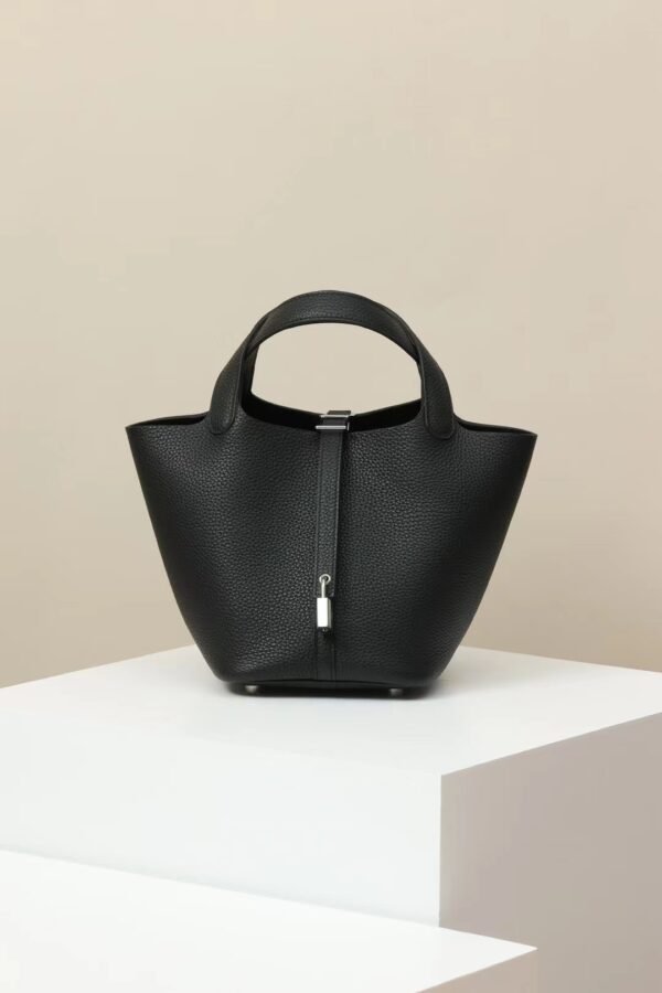 e5c7faf608e3f26-2 GPC Mode Picotin TC Leather CK89 Black Silver Hardware 18cm Full Handmade