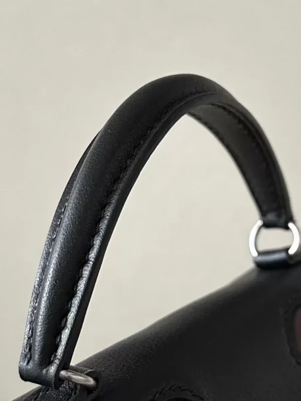 Hermès Kelly dolly Swift CK89 Black & 4A Coffee Silver Hardware 16cm Full Handmade