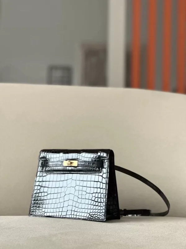 e62ccbd74ef78ac-jpg Hermès Kelly Dance shiny niloticus crocodile CK89 Black Gold Hardware 22cm Full Handmade