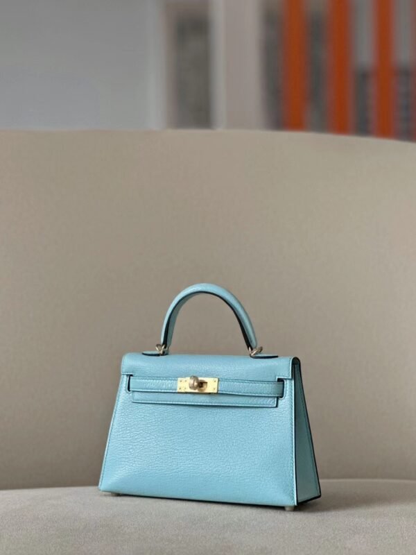 e631ebf5d49364c GPC Mode Mini Kelly Epsom Baby Blue Gold Hardware 19cm Full Handmade