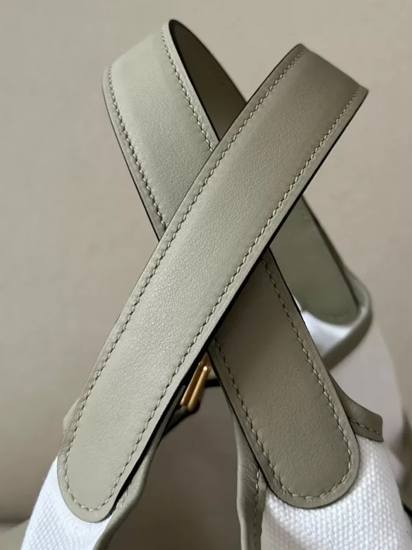 Hermès Picotin Canvas & Swift 8Q Rice White & Olive green Gold Hardware 18cm Full Handmade