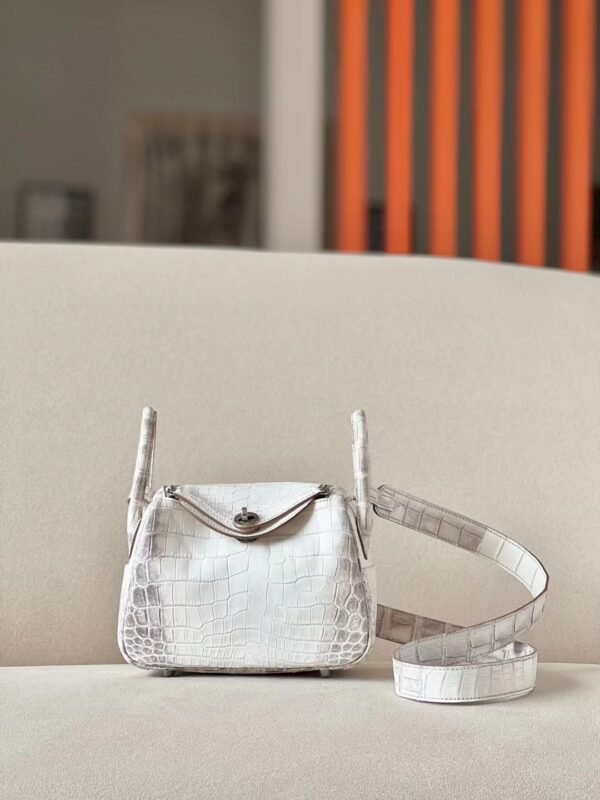 e6b740c563841a6-1 Hermes Mini Lindy Matte Niloticus crocodile 01 Himalaya Silver Hardware 19cm Full Handmade