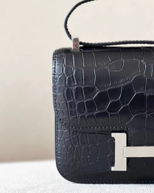 Hermes Constance Matte Alligator crocodile CK89 Black Silver Hardware 13.5cm Full Handmade