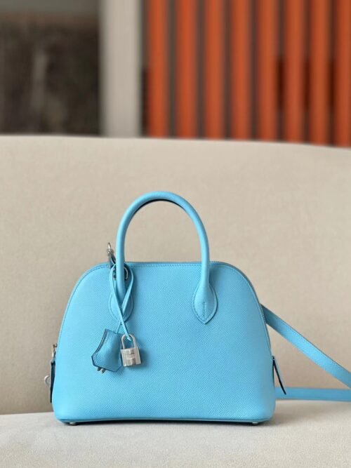 Hermes Bolide Epsom 7N Candy Blue Silver Hardware 27cm Full Handmade