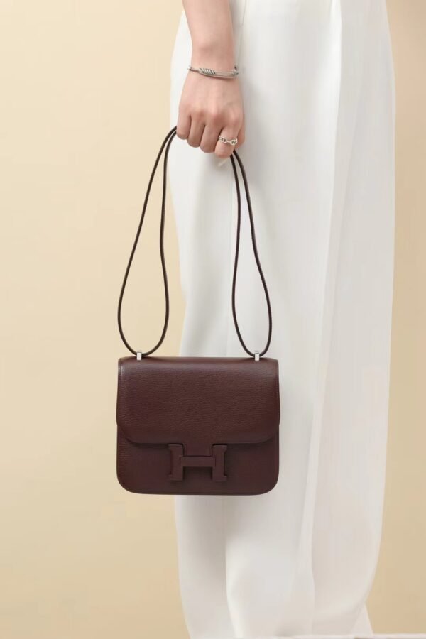 e7ed0a9b2d4ef96 GPC Mode Constance Chevre OG Brownish red Silver Hardware 18cm Full Handmade