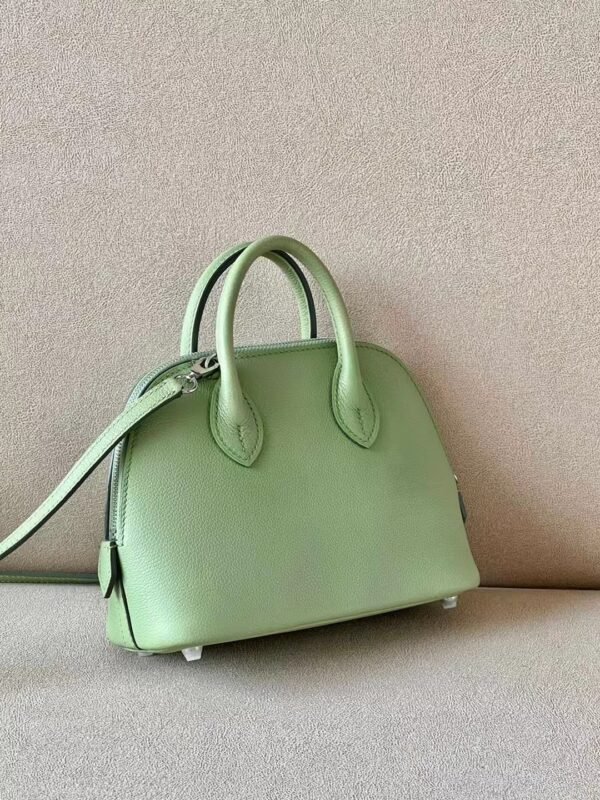 Hermès mini Bolide Chevre 3I Avocado green Silver Hardware 18cm Full Handmade