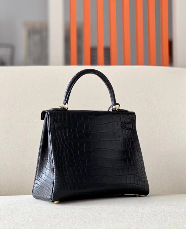 Hermes Kelly Matte Alligator crocodile CK89 Black Gold Hardware 28cm Full Handmade