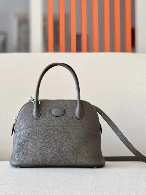 Hermes Bolide TC 8F tinware grey Silver Hardware 27cm Full Handmade