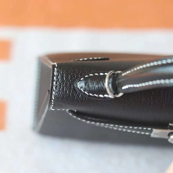 GPC Mode Mini kelly Chever Leather CK89 Black & CK80 Pearl Grey Silver Hardware 19cm Full Handmade