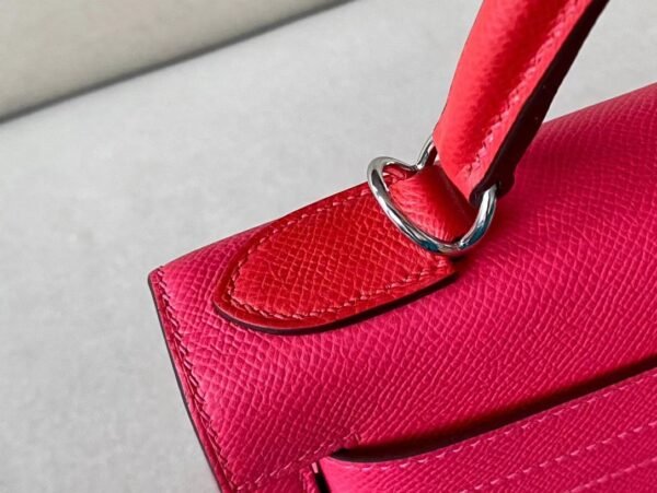 Hermes Kelly Epsom S3 Bright Red & i6 Rose Pink & B3 Blue Silver Hardware 28cm Full Handmade