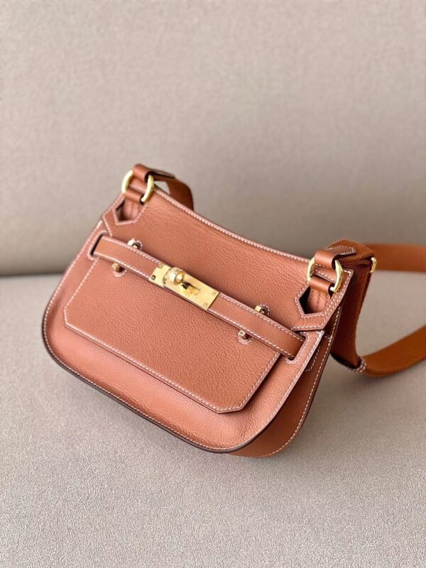 Hermes Mini Jypsiere Evercolor CK37 Golden Brown Gold Hardware 23cm Full Handmade