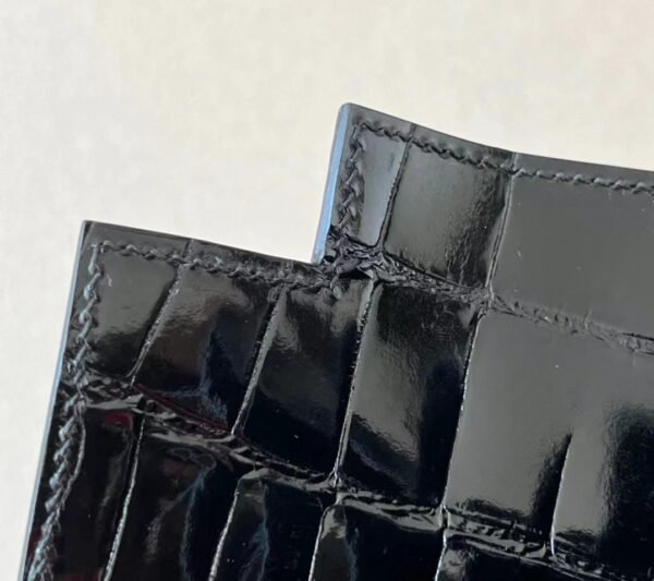 Hermes Kelly Shiny Porosus crocodile CK89 Black Gold Hardware 35cm Full Handmade