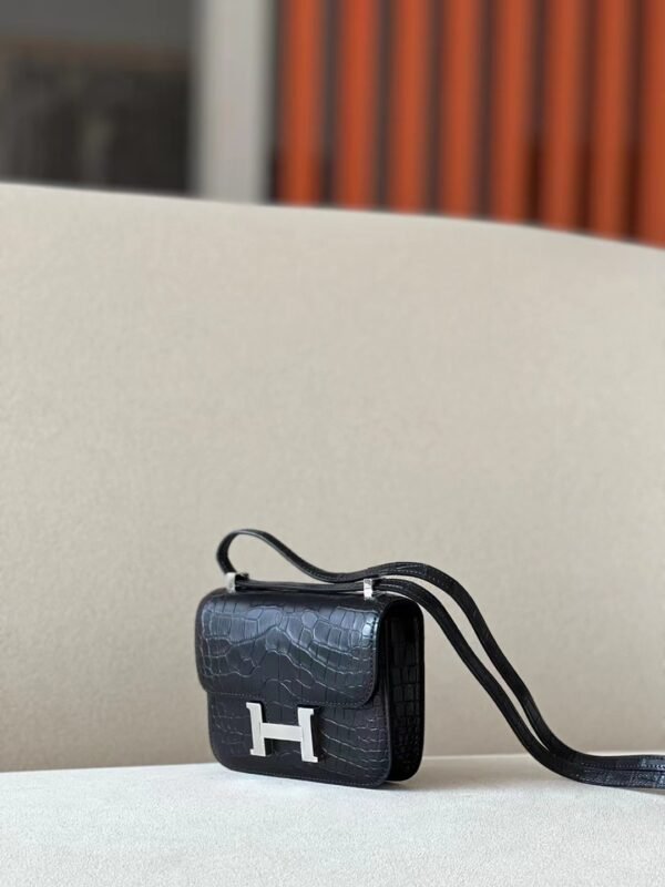 Hermes Constance Matte Alligator crocodile CK89 Black Silver Hardware 13.5cm Full Handmade