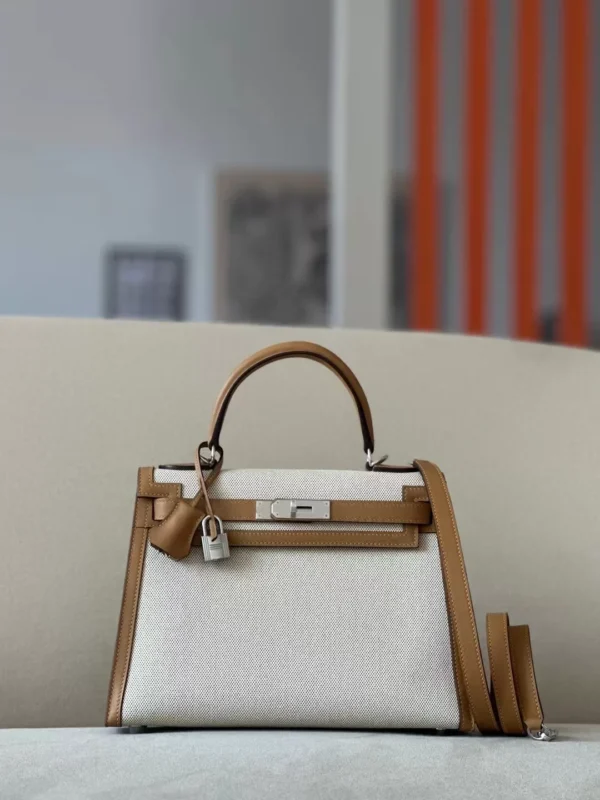 ed79a2d6be203d2-jpg Hermès Kelly Swift & Canvas 4B Biscuit Khaki Silver Hardware 28cm Full Handmade