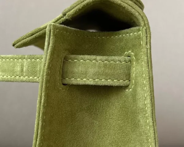 Hermès Kelly pochette chamois herbaceous Green Silver Hardware 22cm Full Handmade