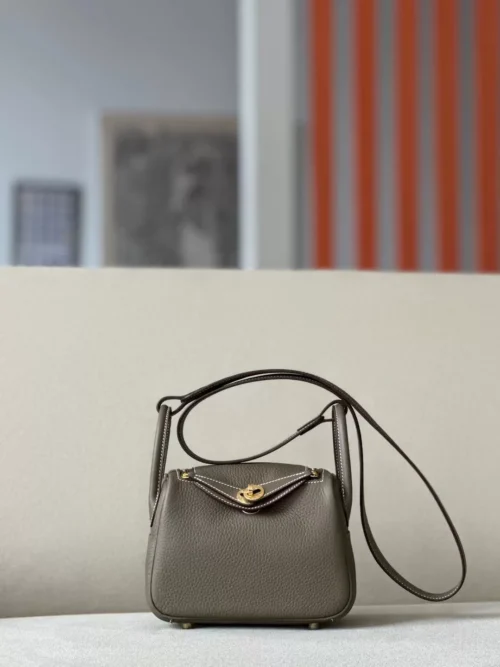 GPC Mode Mini Lindy clemence CK18 Etoupe Grey Gold Hardware 19cm Full Handmade