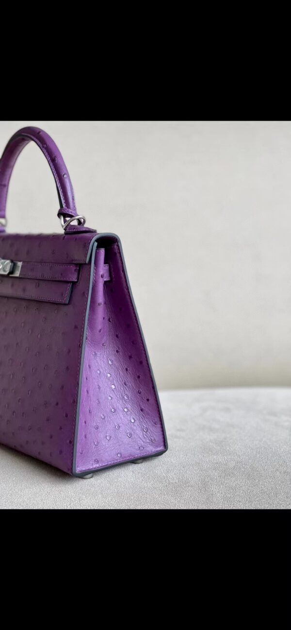 Hermès Kelly Ostrich P9 actiniae purple Silver Hardware 25cm Full Handmade