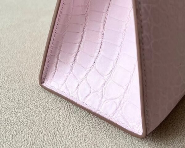 Hermes mini Kelly pochette Alligator 09 Light Purple Pink Silver Hardware 22cm Full Handmade