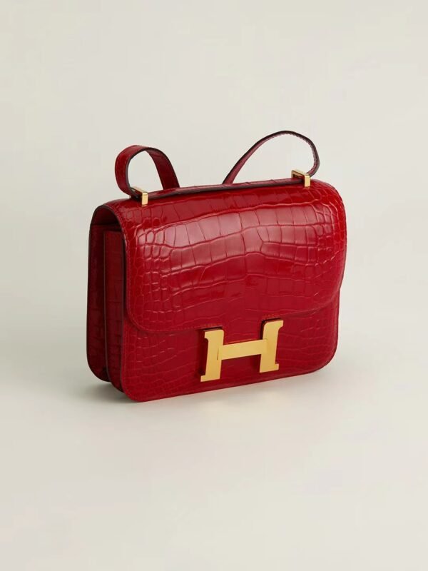 GPC Mode CJ19-Constance Shiny Alligator Ferrari red Gold Hardware 18cm Full Handmade